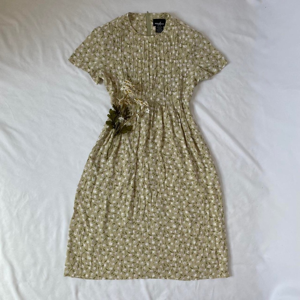 Vintage floral laurel green midi/maxi dress - Picture 3 of 4